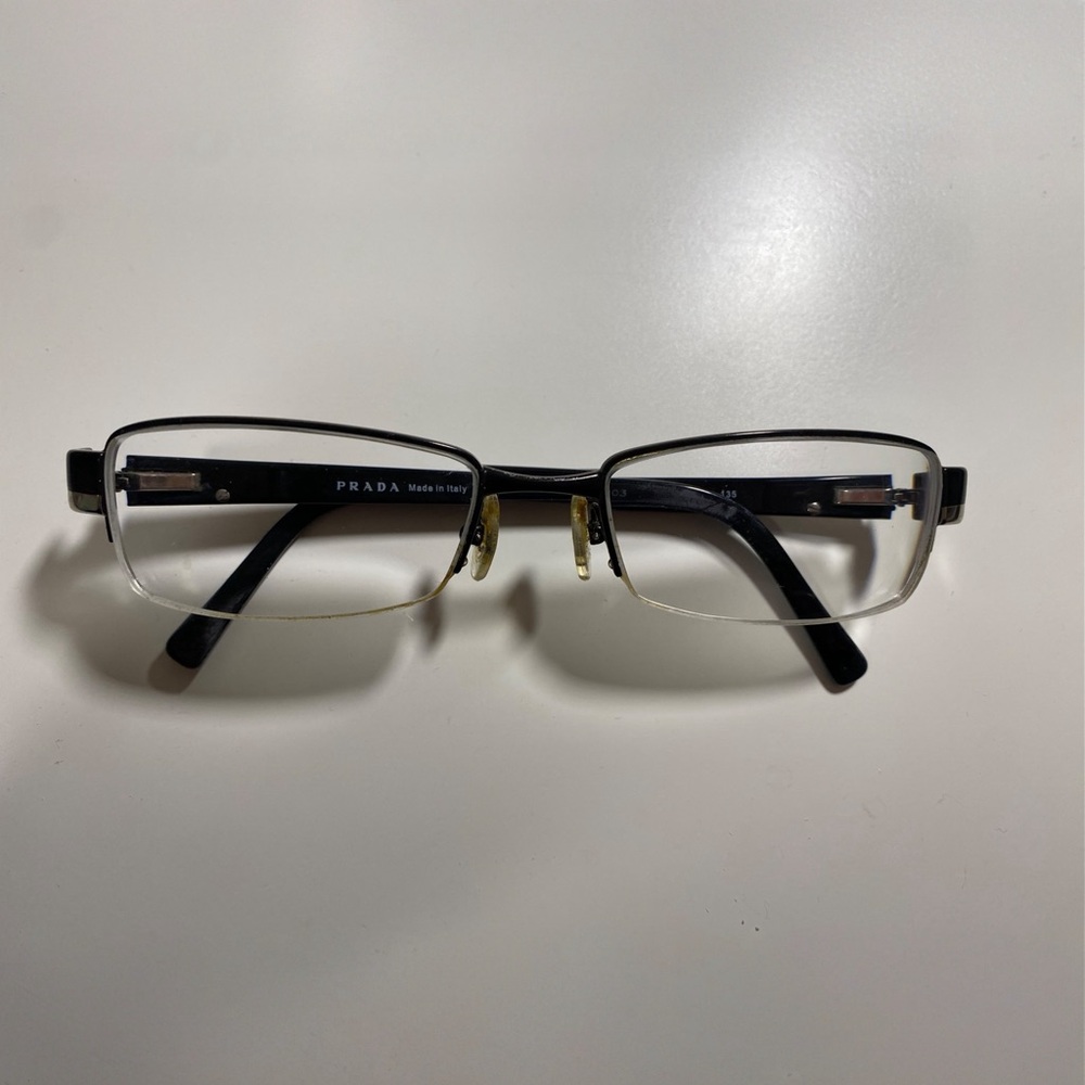 Vintage Black Half Rim Metal Prada Glasses